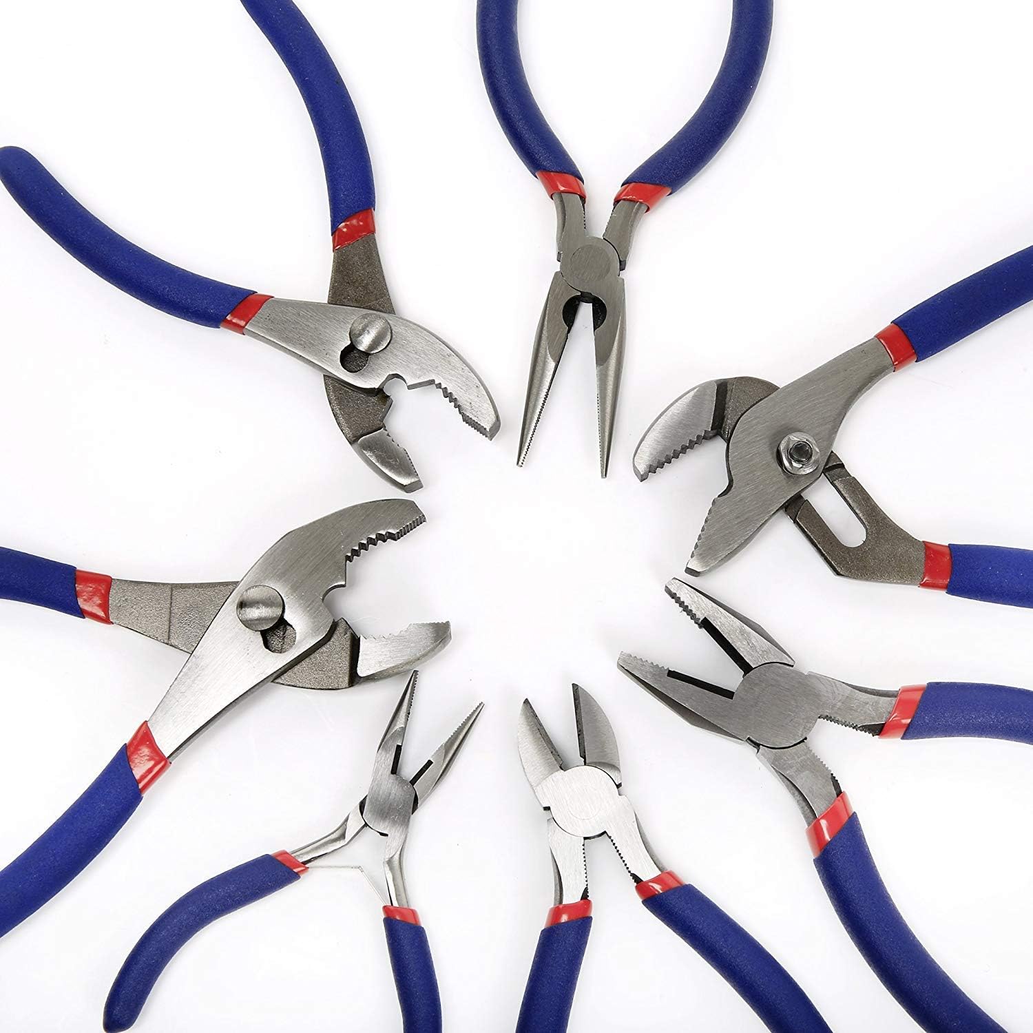 Workpro 7 Piece Pliers Set 8 Inch Groove Joint Pliers 6 Inch Long Nose 6 Inch Slip Joint 4 1