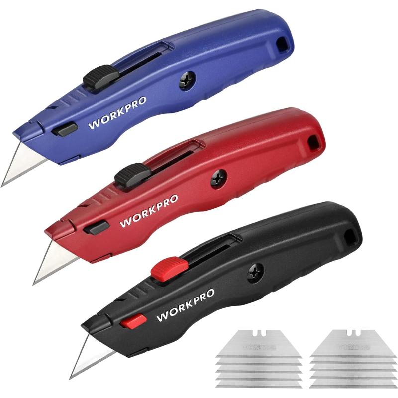 WORKPRO Premium Utility Knife, Retractable All Metal Heavy Duty Box ...