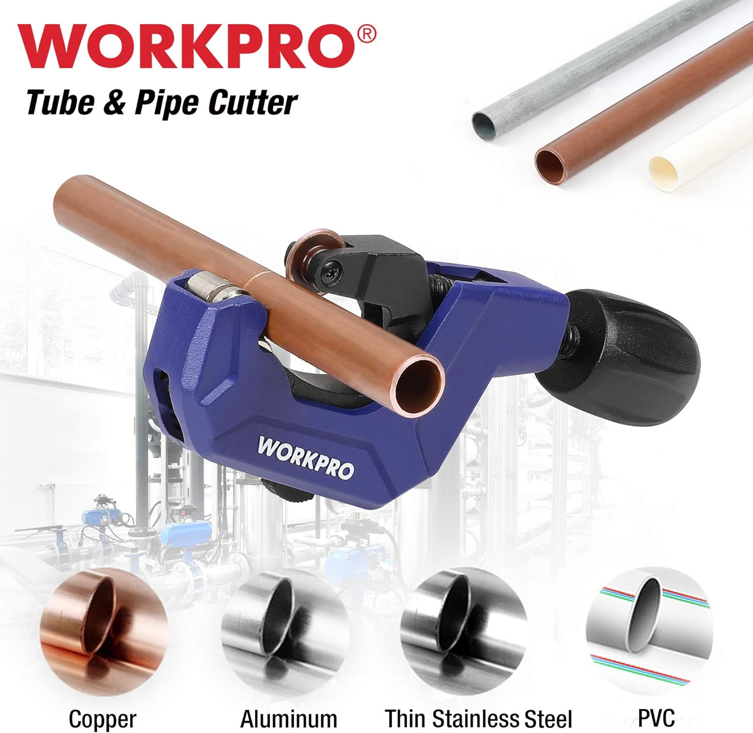 WORKPRO Pipe Cutter, 1/8 to 1-1/8inch Tubing Cutter, Heavy Duty Conduit ...